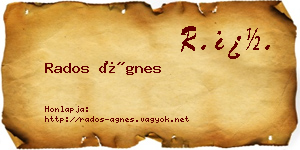 Rados Ágnes névjegykártya